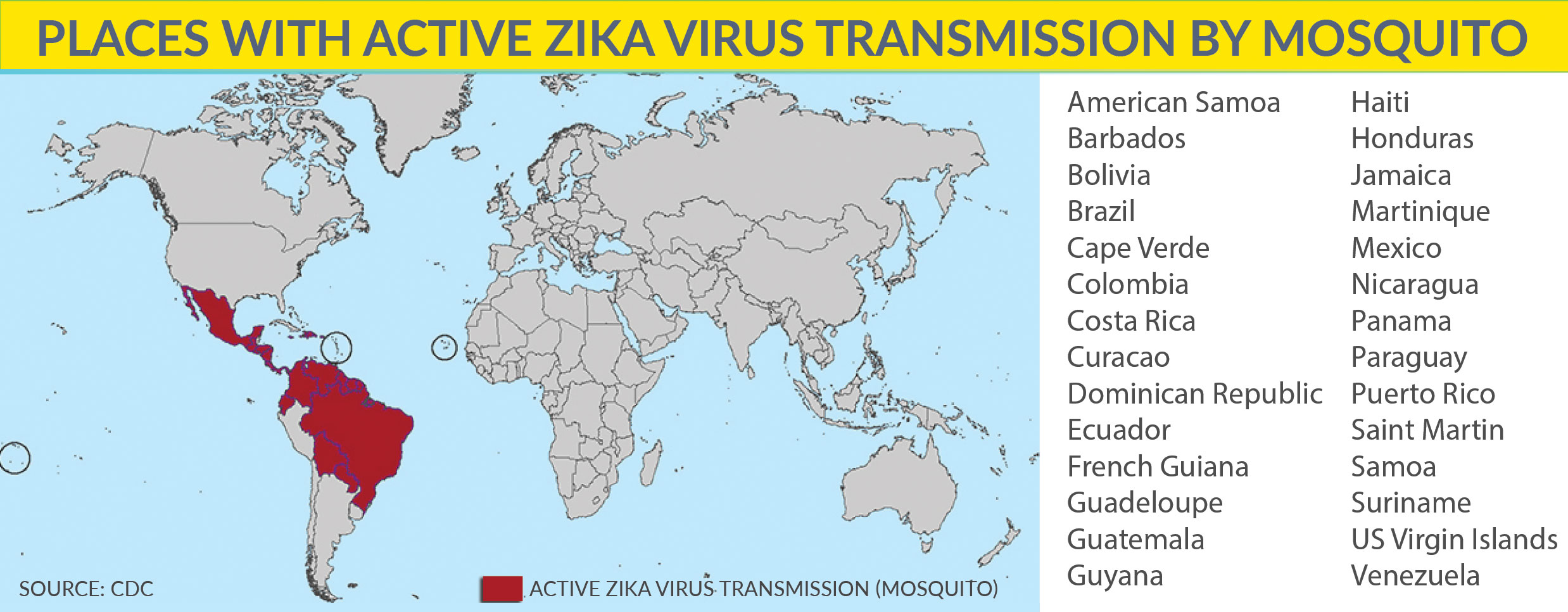 Zika active virus transmission world map