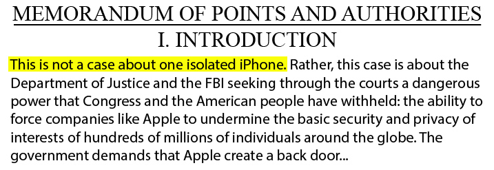 Apple argument against Court Order