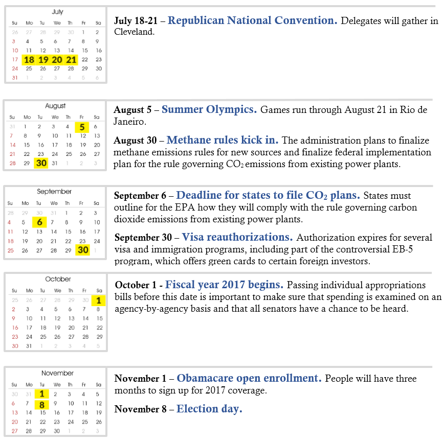 Policy calendar second part 2016