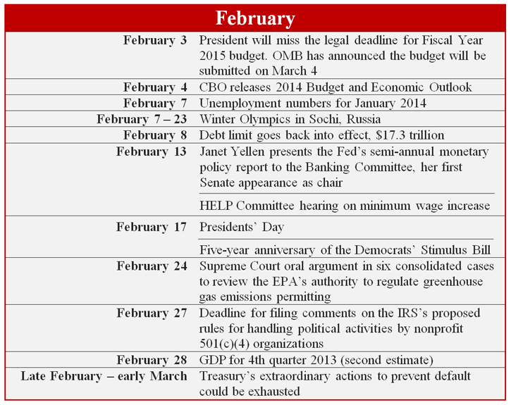February 2014 Policy Calendar